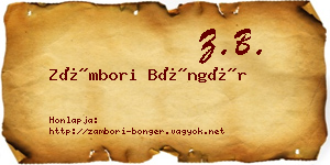 Zámbori Böngér névjegykártya